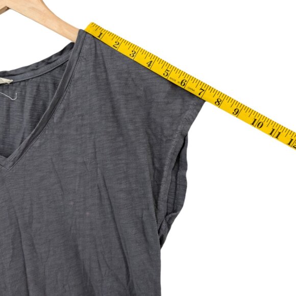 Mystree Bleached Slub Midi Dress Grey White Sleeveless Cotton V Neck Size S - Picture 8 of 10